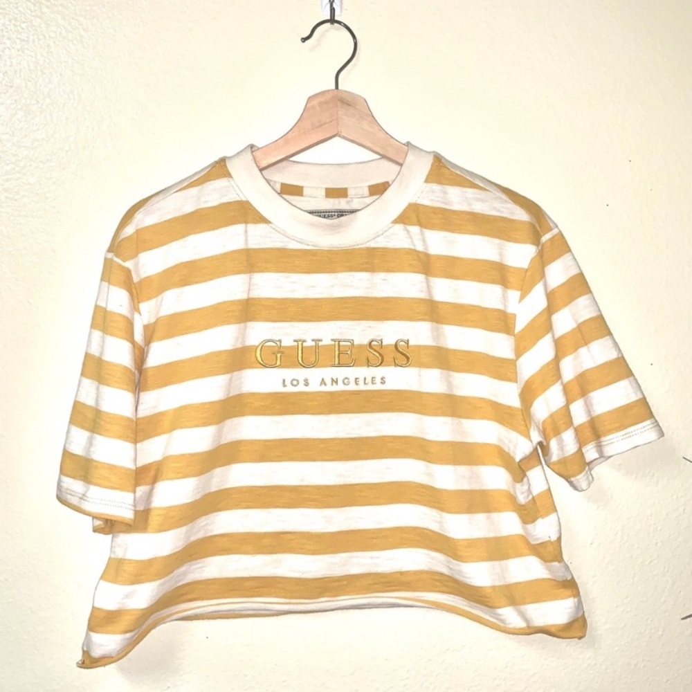 Guess Originals Mustard and Cream Striped Top